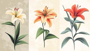 三株百合花插画展示