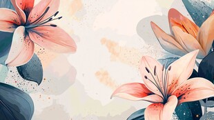 梦幻水彩百合花插画