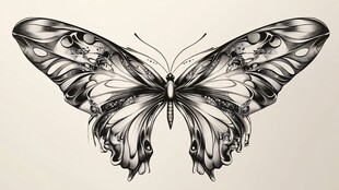 黑白蝴蝶艺术插画