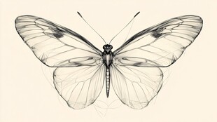 手绘透明翅膀蝴蝶图