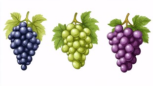 三色葡萄插画 清新自然