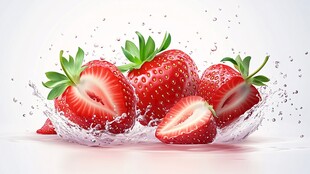 新鲜草莓入水瞬间画面