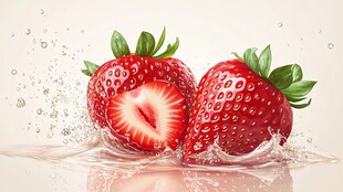 新鲜草莓入水瞬间画面