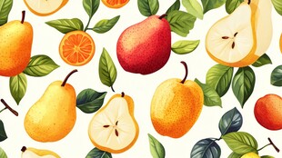 水果图案 梨与橙子的清新组合