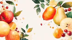 水彩绘多彩水果装饰画面