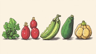 手绘多样新鲜蔬菜集合