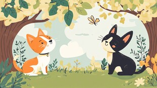 林间双犬 惬意美好时光