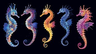 五彩斑斓海马的梦幻排列