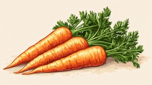 新鲜胡萝卜 翠绿茎叶相伴