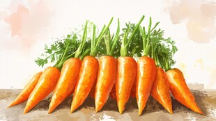 新鲜胡萝卜堆叠 色彩明艳