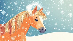 冬日骏马雪景图