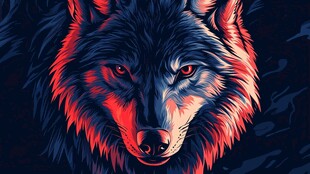 红黑狼头插画 神秘而威严