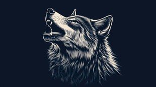 仰头嚎叫的狼头插画