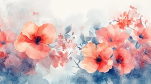 水彩绘就的绚烂花卉图景