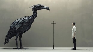 人与巨鸟的对视瞬间