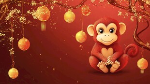 萌猴贺岁 红灯笼添喜庆