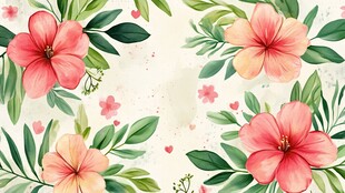 水彩风粉色花卉背景图