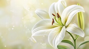 纯洁白百合绽放美丽瞬间