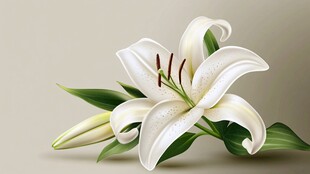 优雅白百合绽放之美