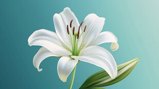 纯洁白百合绽放清新背景