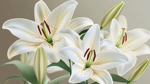 纯白优雅百合花绽放