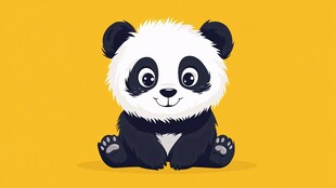 可爱熊猫坐姿插画