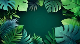 热带绿叶边框背景图