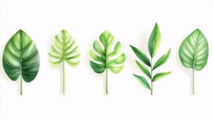清新绿植叶片创意组合图