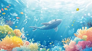 梦幻海底世界的鲸与鱼