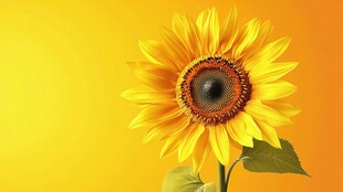 黄色背景下的灿烂向日葵