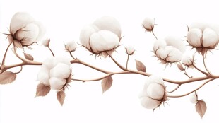 白色棉花枝插画图案