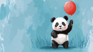 可爱熊猫手持气球