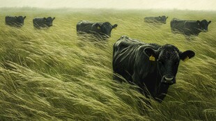 草原上的黑牛群