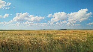 辽阔草原蓝天白云美景