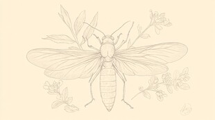 手绘昆虫与植物图案