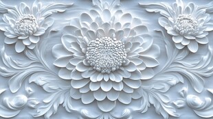 白色花卉浮雕装饰图案