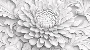 白色浮雕菊花装饰图案