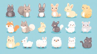 可爱萌宠动物插画集合