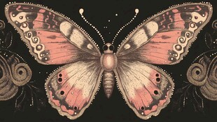 复古风华丽蝴蝶艺术插画