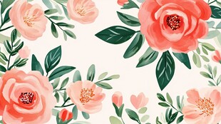 粉色花卉插画背景图案