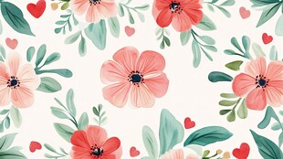 粉色花卉爱心图案背景