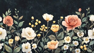 花卉装饰画 浪漫花卉图案