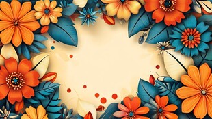 缤纷花卉边框背景图