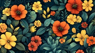 缤纷花卉图案 清新自然风