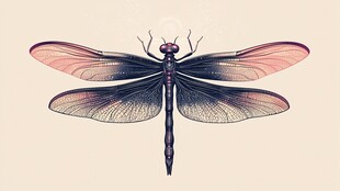 梦幻紫粉蜻蜓插画