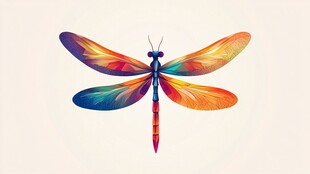 多彩梦幻蜻蜓插画艺术
