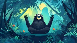 树懒在丛林中惬意冥想