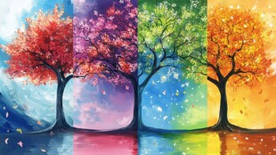 四季之树 色彩斑斓的自然韵章