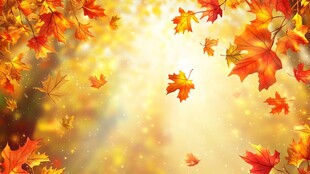 金秋枫叶纷飞梦幻背景图