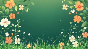 绿色花卉边框背景图